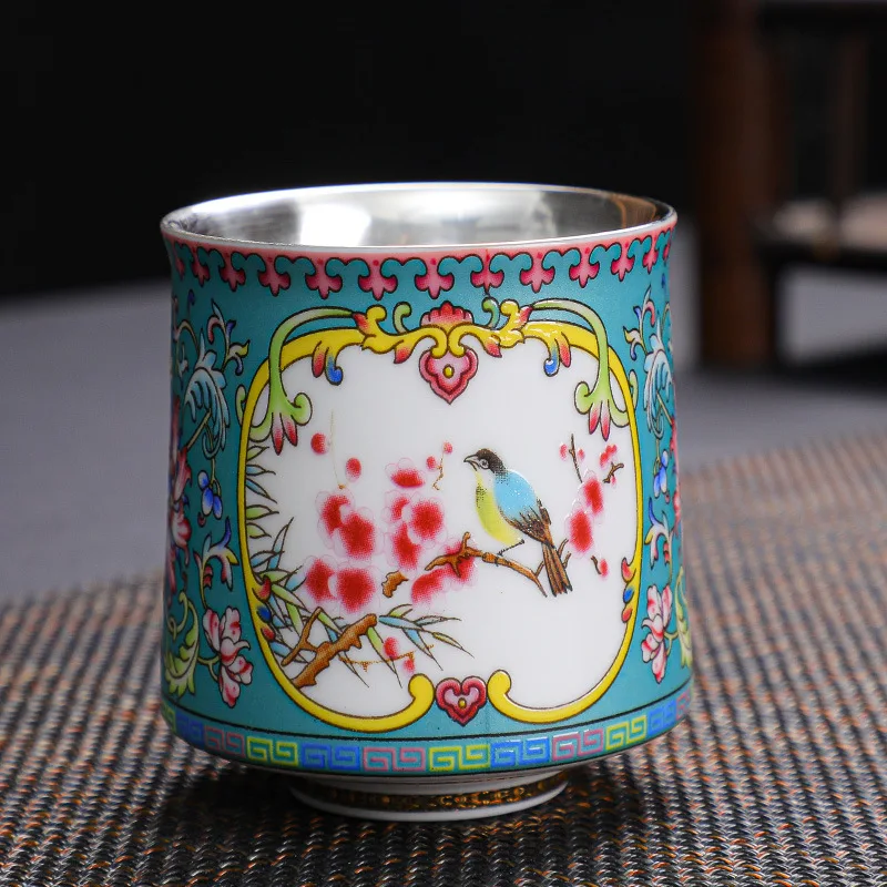 

Enamel Color Gilt Silver Tasting New Window Master Dehua White Porcelain Scratch Flower Large Kung Fu Tea Cup Gif