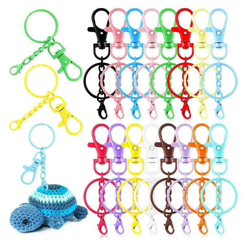 

【ADORN】Lobster Claw Clasp 64-Piece Colorful Swivel Snap Hook Keychain Kit In Random Colors