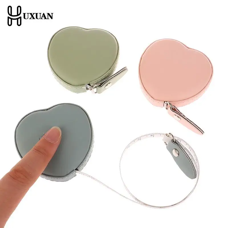 1Pc 1.5m Portable Heart Round Retractable Vintage Style Mini Tape Measure Retro Sewing Centimeter Inch Roll Tape