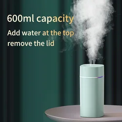 600ml Dual Nozzle Quiet Humidifier for Home and Car with Aromatherapy and 7 Color LED Lights USB Powered Desktop Model