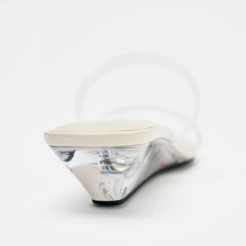 شباشب شفافة عصرية من مادة PVC للنساء، صنادل أنيقة بمقدمة مستديرة، أحذية مريحة للنساء، أحذية مصممة فاخرة #4