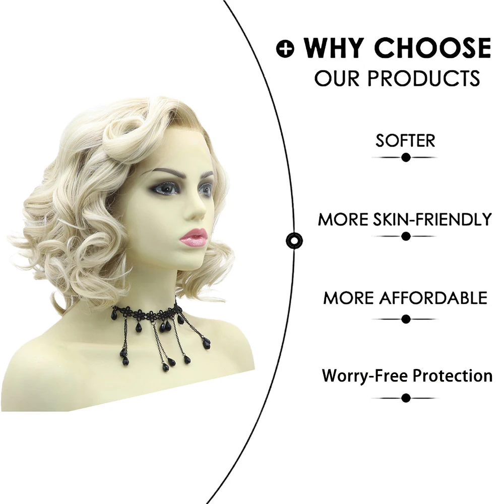 عالية الجودة مارلين مونرو تأثيري الشعر الاصطناعية 13 × 4 3 × 3 الجبهة الدانتيل الباروكة 14 بوصة يوميا قصيرة مجعد الشعر الطبيعي مقاومة للحرارة