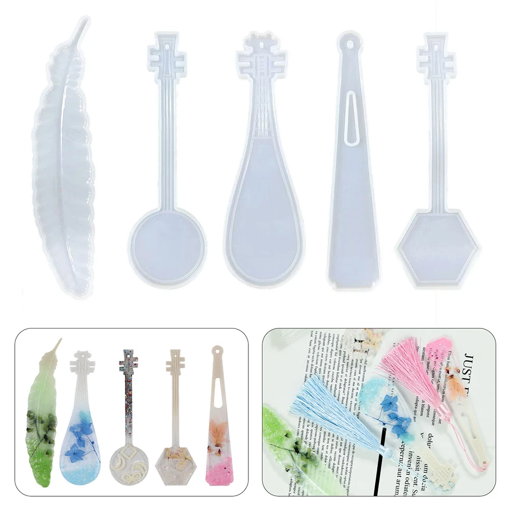 Lychee Life 5Pcs Musical Instrument Bookmark Drop Glue Mold Combination for DIY Album Die-Cutting and Embossing Template Mold