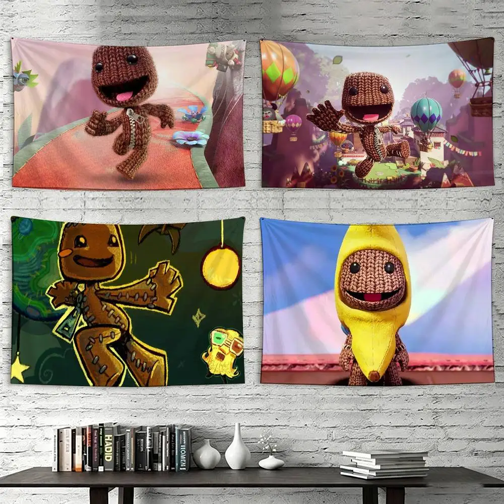 

Cartoon GAME Funny Sackboy Flags Wall Hanging Tapestry Outdoor Garage Room Decorative flag Background Blanket