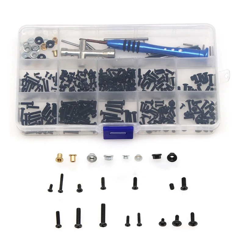 M2 M2.5 M3 Kit de fixação de parafuso Caixa de ferramentas para WLtoys 144001 144010 124007 124016 124017 124018 124019   Peças sobressalentes para carros RC