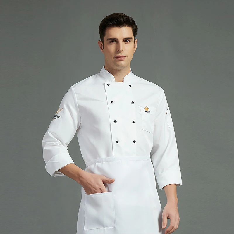 Hotel Man Chef Jacket manica lunga donna Cook Uniform Shirt Western Restaurant Kitchen Work Wear Bakery Cafe Cooking Clothing