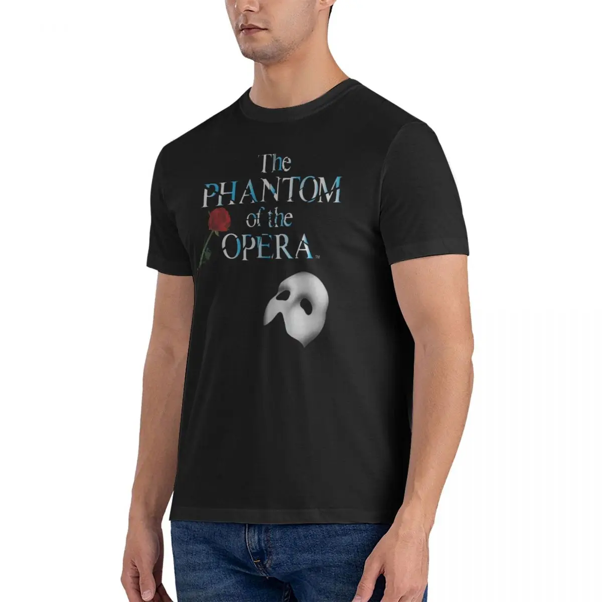 The Phantom Of The Opera Rose Printed T-Shirt Funny Mens Short Sleeve Crew Neck TShirts Oversize Tops Mens Designer T Shirt