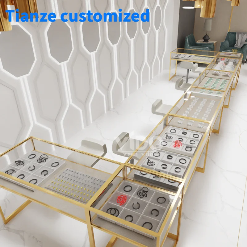 [Customized]high end shopping mall jewelry kiosk design showcases glass display watch round jewelry cabinets