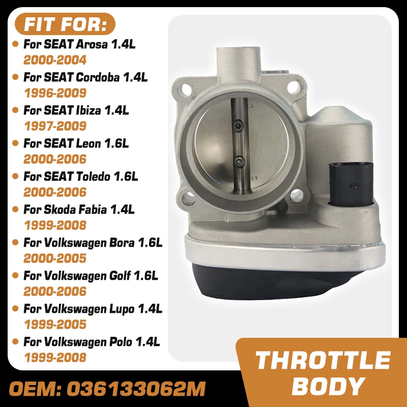 

Throttle Body For Volkswagen Golf Polo Bora Lupo Seat Ibiza Skoda Fabia Throttle Valve Seat Leon Arosa Cordoba Toledo 1.4L 1.6L
