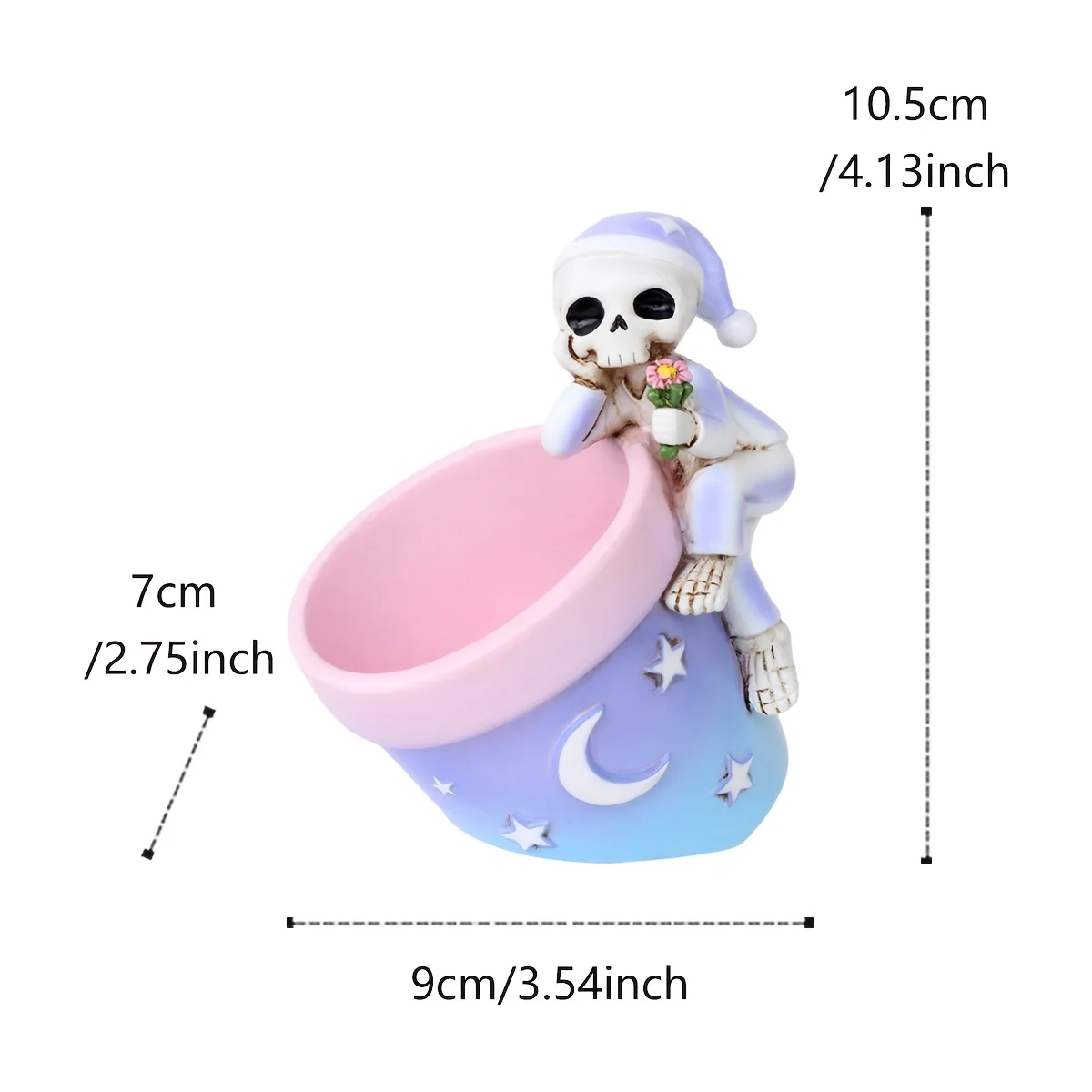 Cute Skull Planter Resin Vases Desk Planter for Succulents Storage Container Table Spooky Decor Halloween Party Prop Home