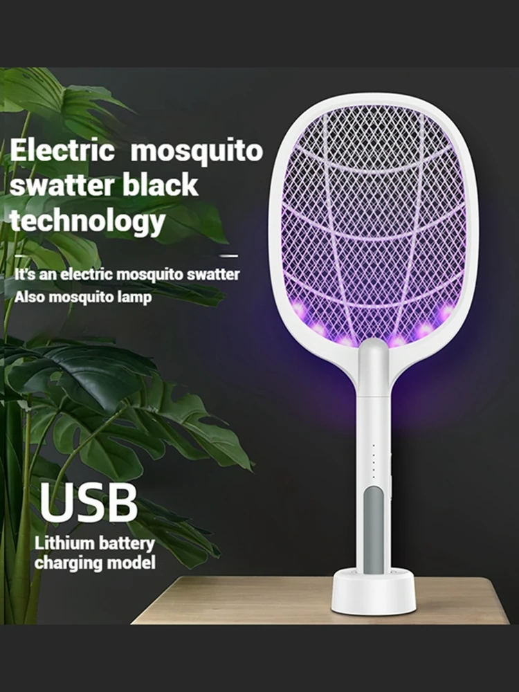 Foldable Electric Mosquito Swatter USB-Charging Portable Mosquito Swatter Killer Indoor Home Anti-Mosquito Flies Trap Repellent