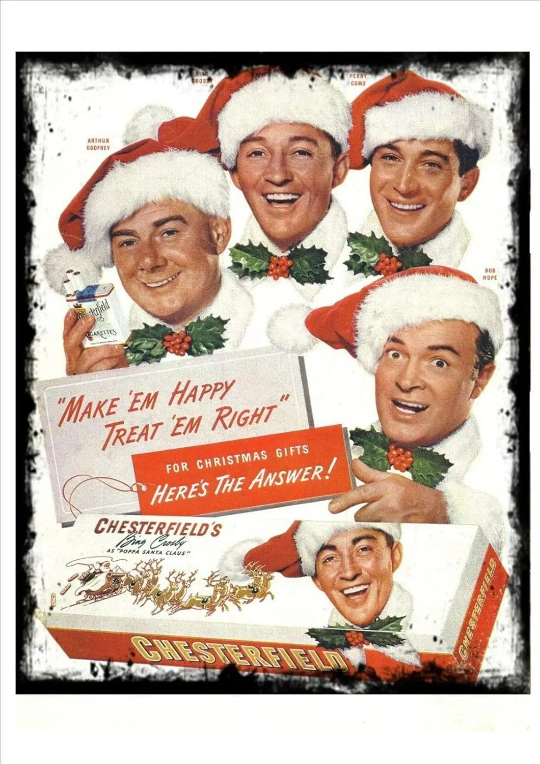 Chesterfield Christmas Vintage Advertising Sign Reproduction Metal Xmas Aluminum ES-aluminum