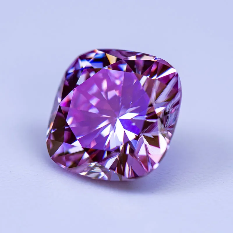 Moissanite Stone Cushion Cut Sakura Pink Color Lab Grow Diamond Woman DIY Pierścionek Naszyjnik Kolczyki Materiały główne z certyfikatem