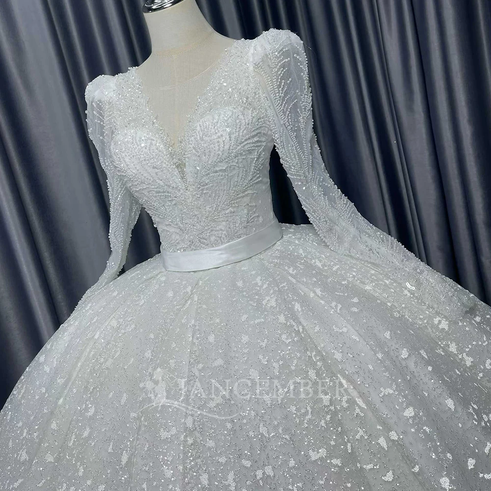 Luxury O-neck Wedding Dress With Long Cloak Glitter Crystals Bridal Dresses Custom Made Wedding Gowns vestidos de novia boda