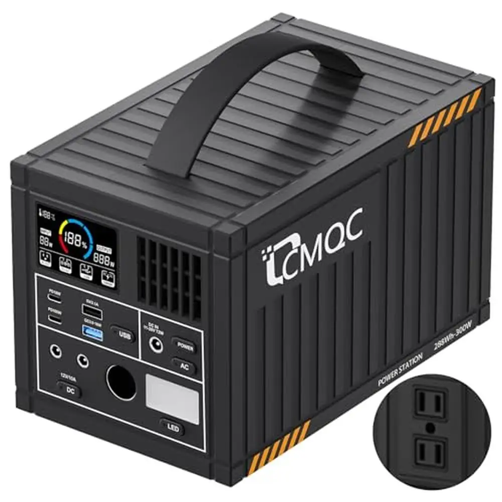 300W Portable Power Station AC Outlets Solar Generator LiFePO4 Battery Power Bank LED Flashlight Outdoor Emergency Device