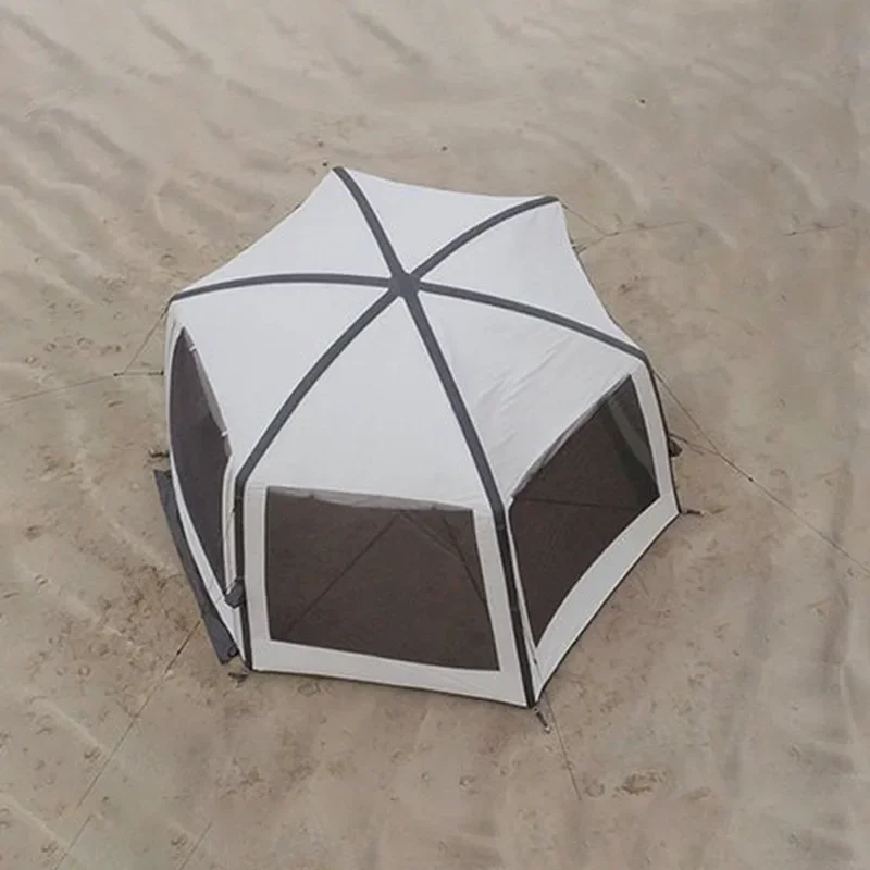 

-Эксаугольная быстрооткрывающаяся надувная палатка, уличная непромокаемая солнцезащитная палатка, пляжная палатка для кемпинга, большое пространство, простой роскошный солнцезащитный козырек из беседки