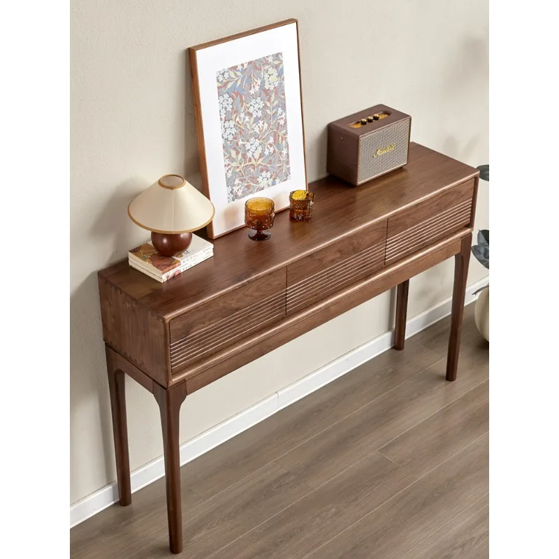 North American black walnut entrance table, simple solid wood entrance cabinet against the wall, foyer entrance table, Nordic hi