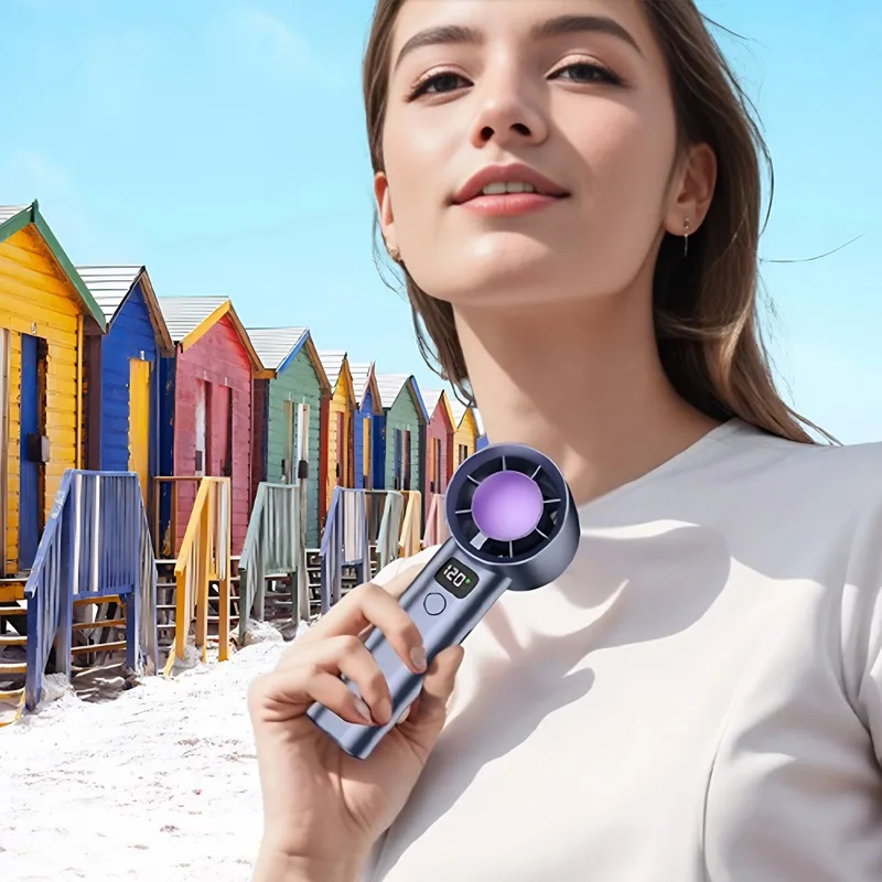 2025 مروحة تربو محمولة قابلة للطي و120 سرعة رياح مروحة شخصية صغيرة قابلة للتعديل تعمل بالبطارية مروحة محمولة #5