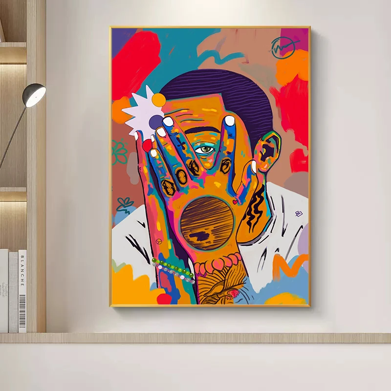 Abstract Pop Art Hip Hop Music Star Mac Miller Portrait Poster Canvas Painting Visual Shadow Wall Art For Living Room Home Decor