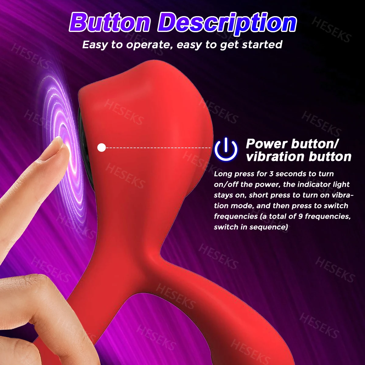 HESEKS Vibrating Cock Ring Sexy Lip Clitoris Stimulator Erection Couples Pleasure Vibrator Penis Ring Adult Sex Toys for Men 18+