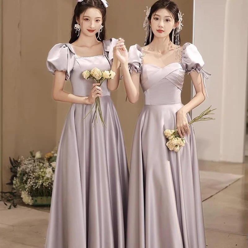 

Purple Satin Dress Chinese Traditional Wedding Bridesmaid Vestidos Fashion Classic Elegant Cheongsam Female Gentle Dresses Qipao