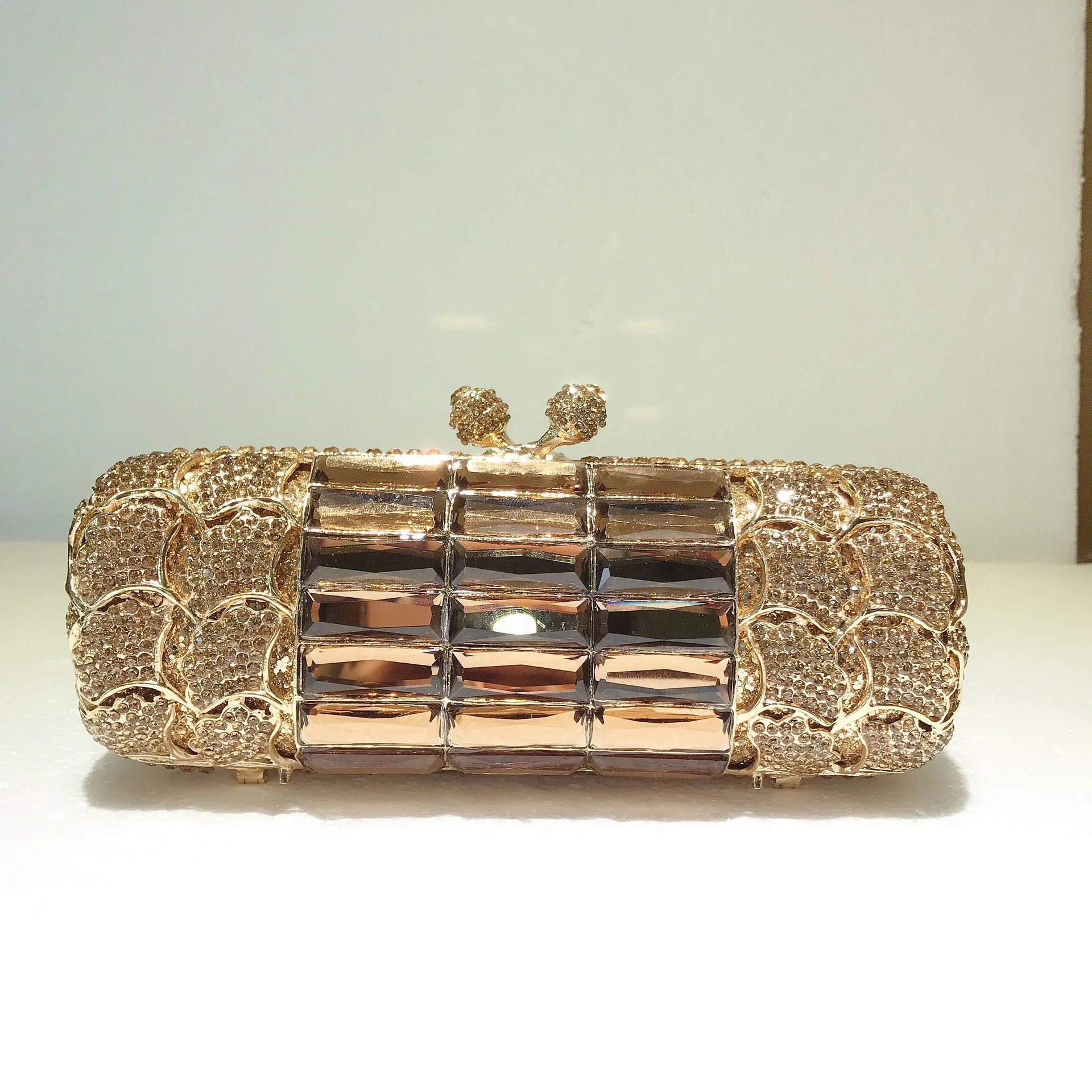 

Lemon Yellow Rhinestone Clutch Bag Women's Diamond-encrusted Wallet Export Dinner Versatile Shoulder Messenger Cartera De Fiesta
