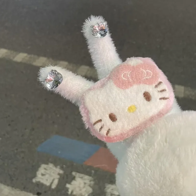 ถุงมือซานริโอ้ เฮลโล คิตตี้ แบบหนาสำหรับฤดูหนาว ถุงมือแบบไม่มีนิ้วลายการ์ตูน ถุงมือแบบนิ้วเปิด นุ่ม ยืดหยุ่น สวมใส่สบาย ถุงมือสำหรับปั่นจักรยาน