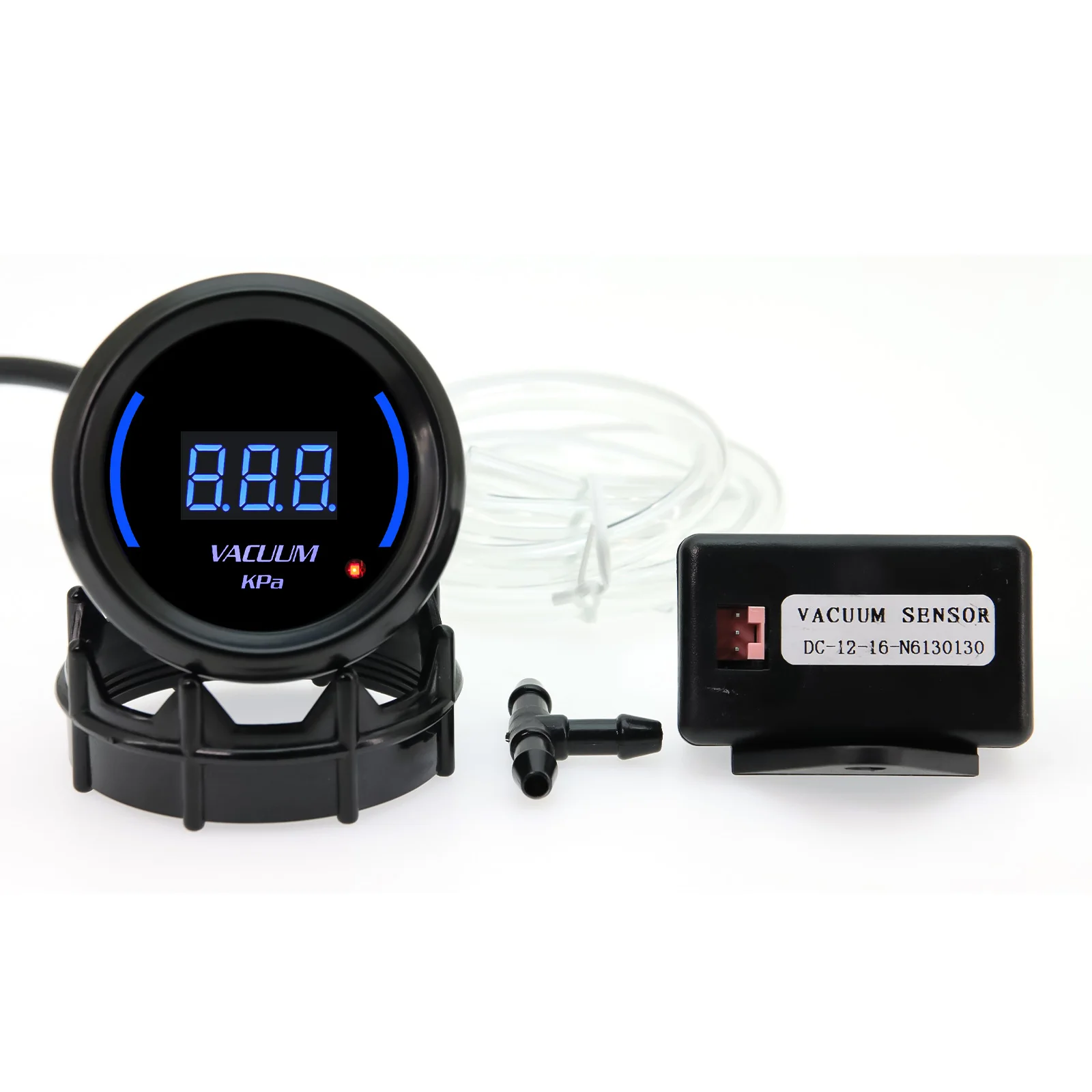 

52Mm Racing Car Vacuum Meter with Sensor Blue LED Backlight for Gasoline Motor Vacuum Gauge 12V/24V