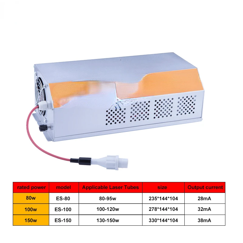 Laser power supply ES80w ES100w ES150w laser cutting machine regulated power supply CO2 laser tube power supply