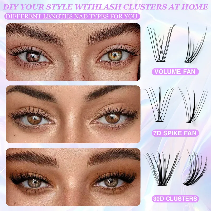 Wimperclusters Kit DIY Lash Extension Kit Lash Bond en afdichting en wimperpincet met waterdichte sterke grip