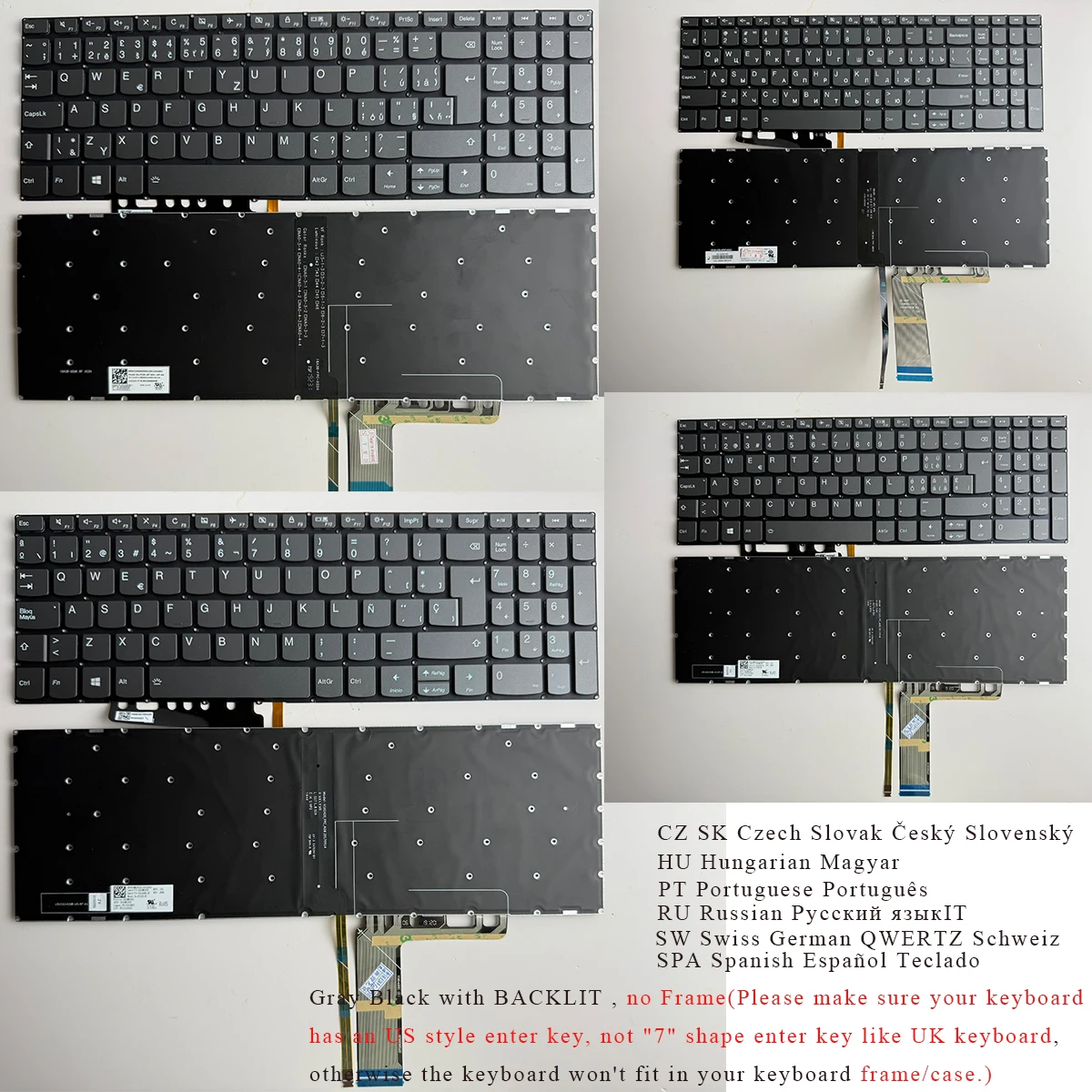 

Новая арабская бразильская чешская венгерская латинская скандинавская PT русская испанская швейцарская клавиатура для Lenovo Yoga C740-15IML S740-15IRH с подсветкой