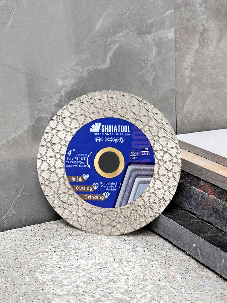 SHDIATOOL Dia125mm Schneid- und Schleifscheibe, 2 Stück, doppelseitiges dreieckiges Diamantsägeblatt für Keramikfliesen, Porzellan, Marmor, 5-Zoll-Scheibenschneider