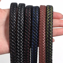 1meter/Lot Vintage Black Brown PU Braided Leather Cords 12mm Flat Leather Rope Thread for Bracelet Jewelry Making Findings