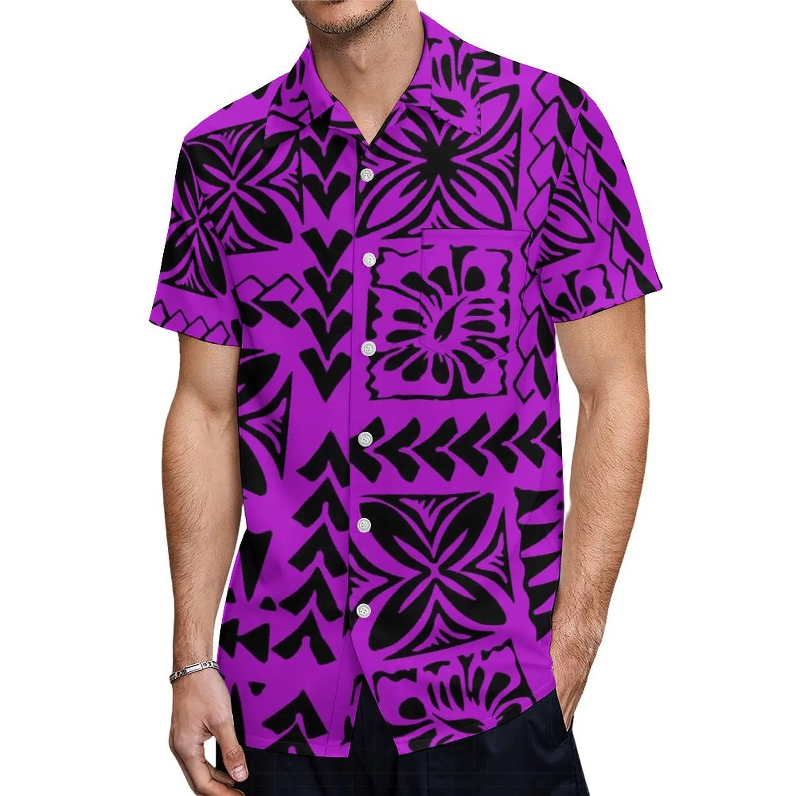 Design de arte polinésia vestido feminino fiji tonga tribo design camisa masculina verão personalizado casal terno suportado por personalizado 2024