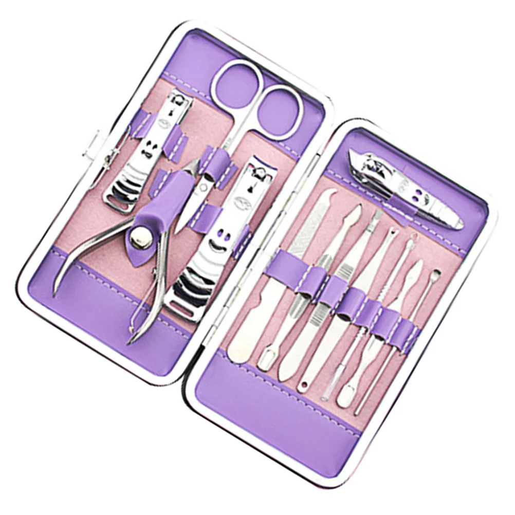12-teiliges Premium-Maniküre- und Pediküre-Set aus Edelstahl 304, Nagelknipser, Schere, Trimmer, Pflegeset, tragbarer Koffer