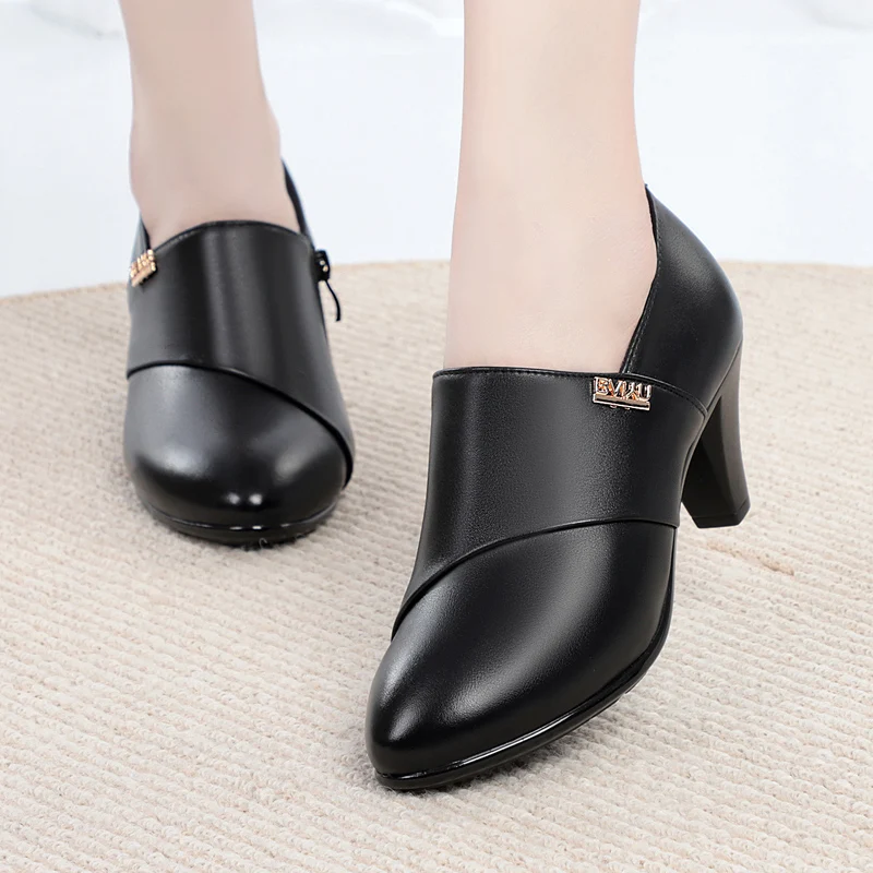 AIYUQI 2024 Fashion Shoes Women Autumn New Genuine Leather Female Office Shoes High Heels Shoes For Women