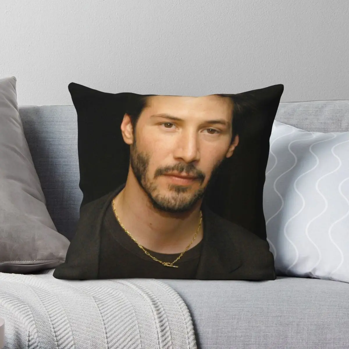 

Keanu Reeves Square Pillowcase Polyester Linen Velvet Printed Zip Decor Home Cushion Cover