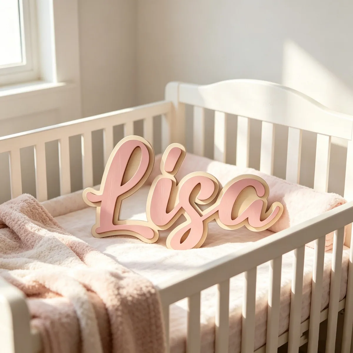 1Pc Custom Cartoon Cursive Wooden Name Plaque,Home Girls ＆ boy Room Nursery Wall Door Decor,DIY Paintable,Birthday Wedding Gift