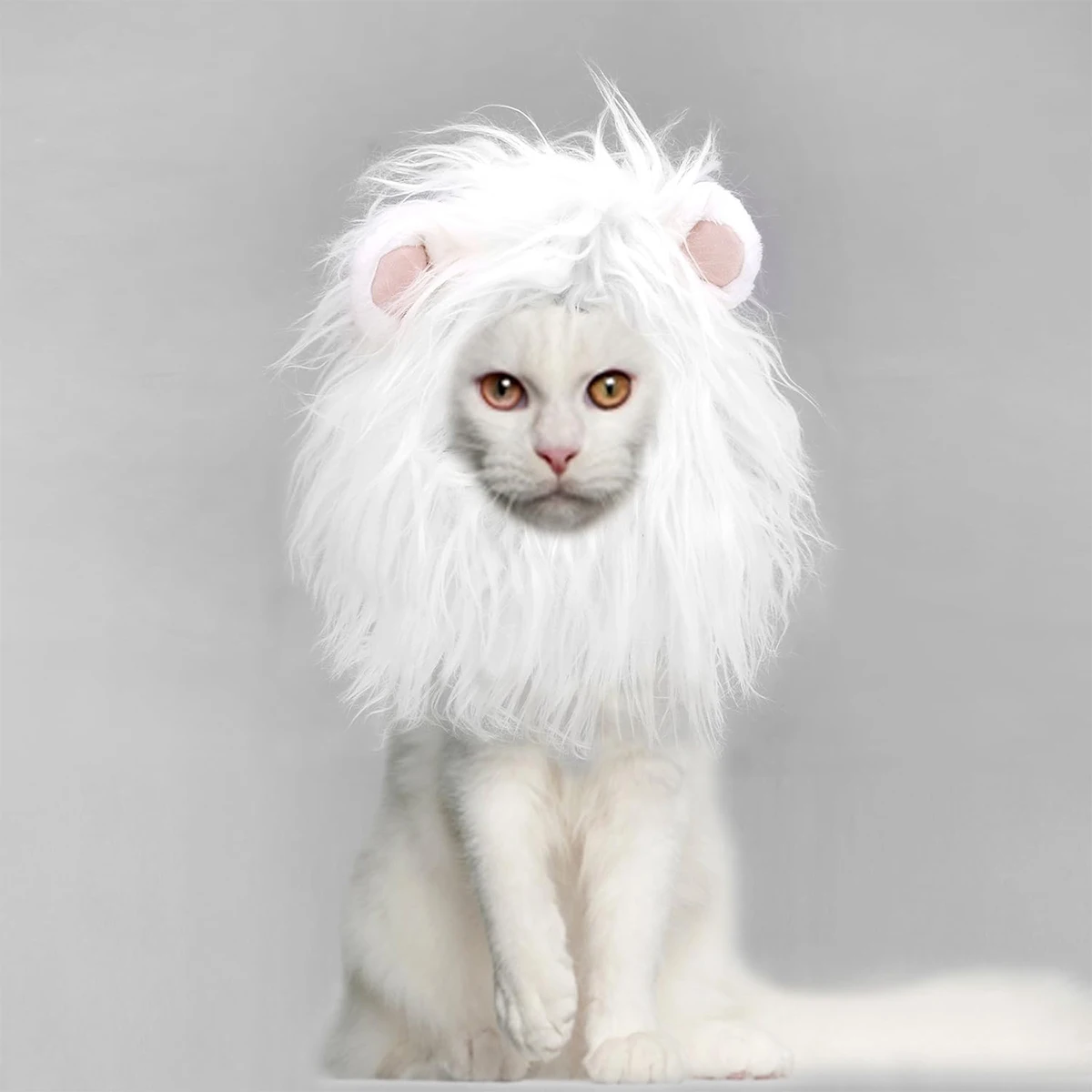 

Cats And Dogs Cosplay Hat Adjustable White Lion Costume Easy To Put On And Take Off For Halloween Clothes Pet Accessories