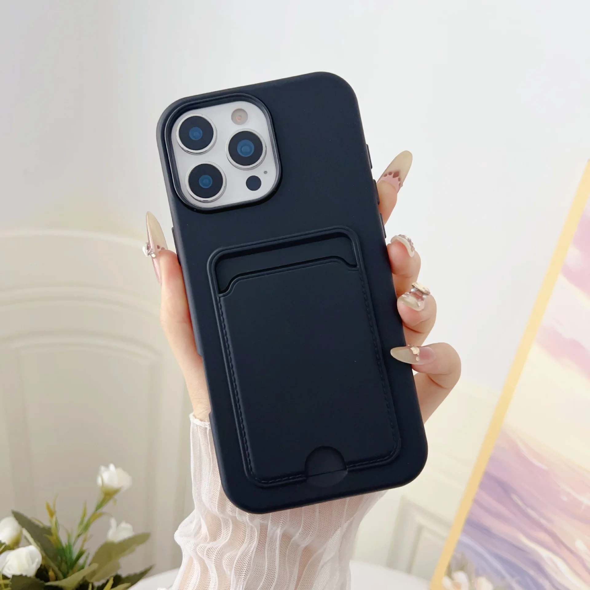 Bonbonfarbene Brieftasche mit Kartensteckplatz-Halterung, Schutzhülle für iPhone 17 Air 16e 16 Pro Max 15 14 Plus 13 12 11, stoßfeste Abdeckung – Detail 7