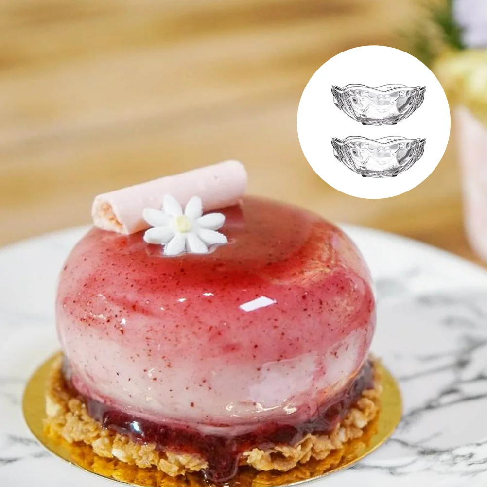 

2 шт. миски для мороженого, стеклянные блюда для соуса, дизайн с рельефным сердцем, стабильное шестиугольное дно, тарелки для десерта, блюдо для вкуса