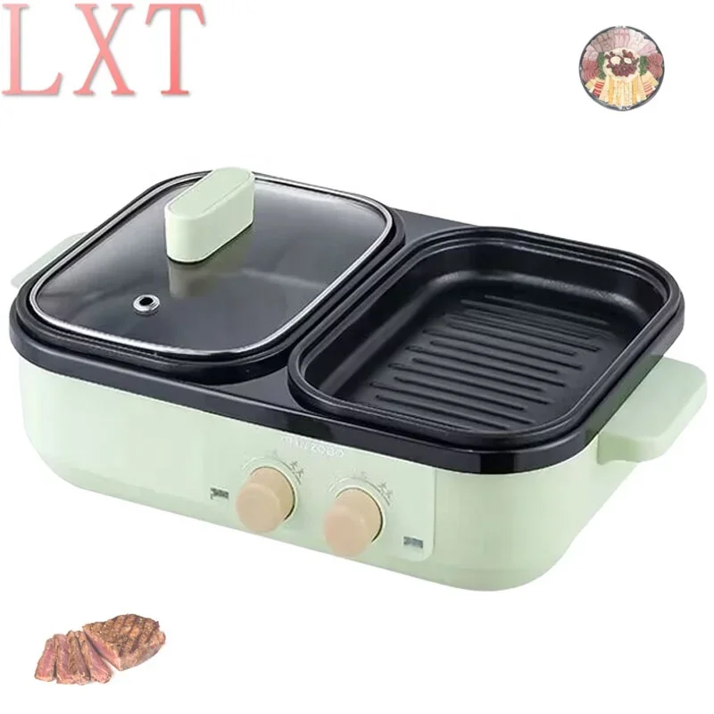 

Double Disc Design Portable Cooking Pot Barbecue Grill Electrical Household Electric Hot Nonstick 1300W Multifunction Pots Home