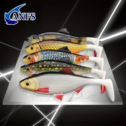 ANFS 2pcs Soft Fishing Kit 3D 14cm/5.5Inch Artificial Bait Shad Pike Perch Zander Catfish Fishing Tackle Isca Artificial