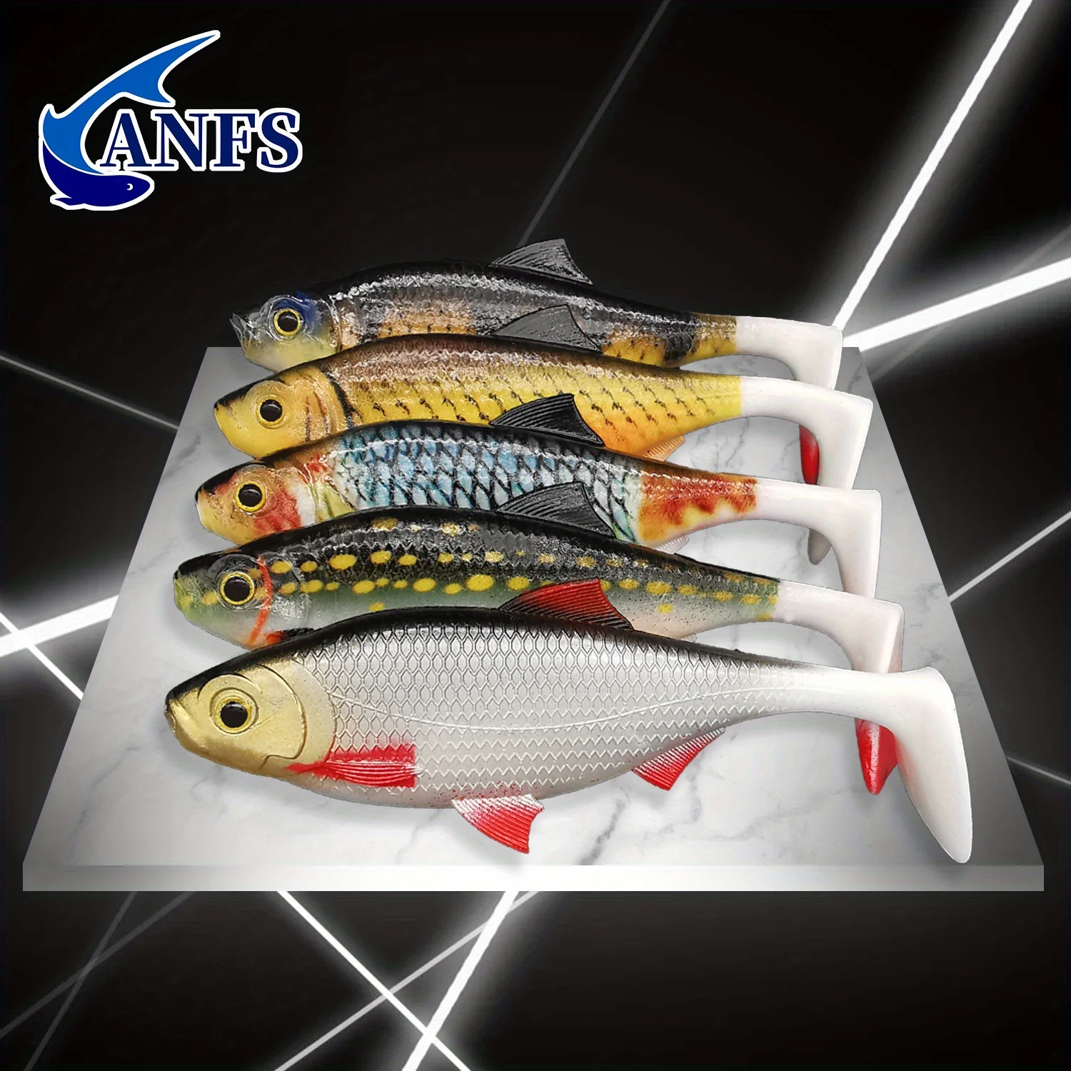 ANFS 2 szt. Miękki zestaw wędkarski 3D 14 cm/5,5 cala sztuczna przynęta Shad szczupak okoń szczupak sum sprzęt wędkarski Isca sztuczny