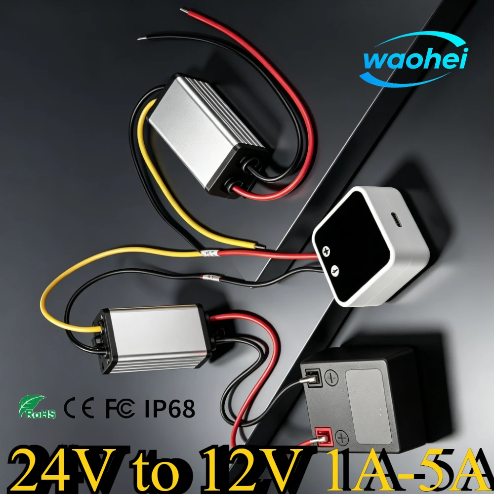 24V to 12V 2A-5A DC Buck Converter Power Buck Converter Voltage Transformer Waterproof Regulator Reducer Module Power Supply CE