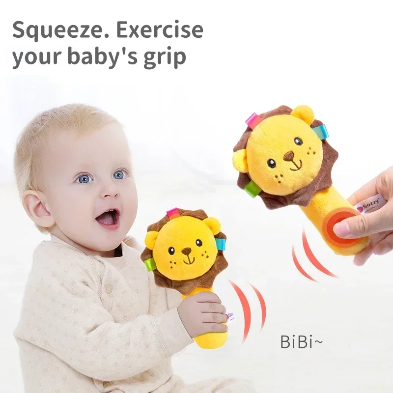 Giocattoli puzzle per l'educazione precoce dei bambini Neonato BB Sonaglio Stick Giocattolo portatile lenitivo Animale del fumetto Giocattoli per l'addestramento alla presa del bambino Regalo