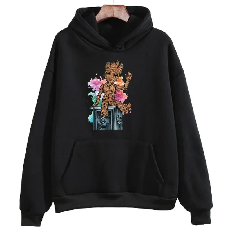 Marvel Printed Men Hoodies Daily Cartoon Tree Man Groot Creative Fashion Comfortable Trendy Autumn Winter Male Sweatshirts