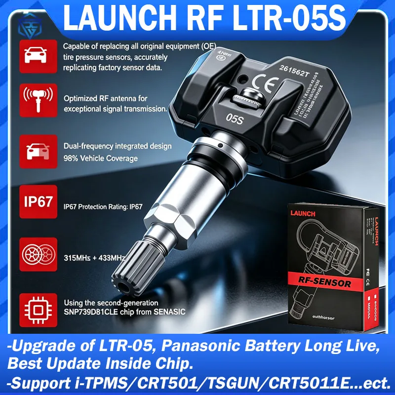 Launch TSENSOR-05S TPMS 315/433MHZ LTR-05S RF-Sensor Car Tire Pressure Sensor Fit LAUNCH CRT5011E i-TPMS Tool Upgrade of LTR-05