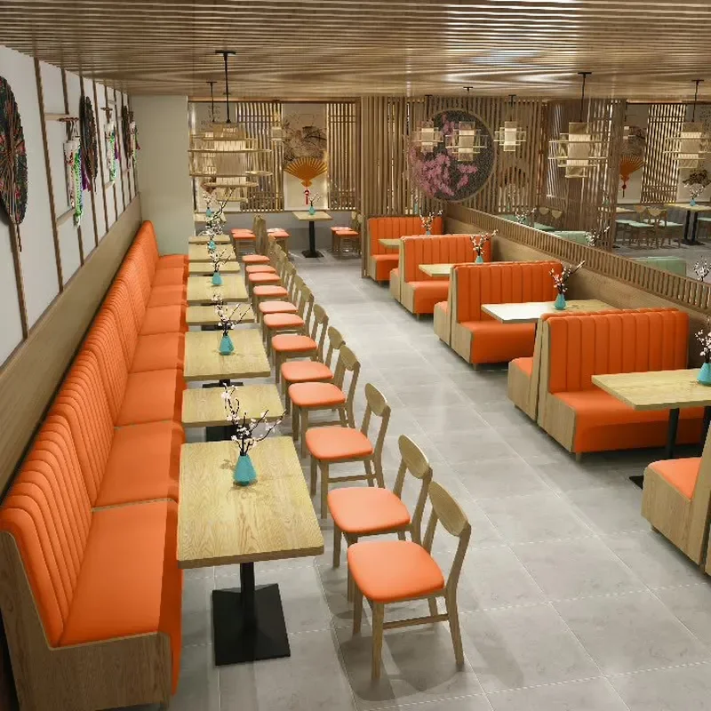 Cafe Theme Wall Card Seat Sofa Dining Snack Bar Restaurant Noodle House Dessert Milk Tea Shop Table and Chair Combination