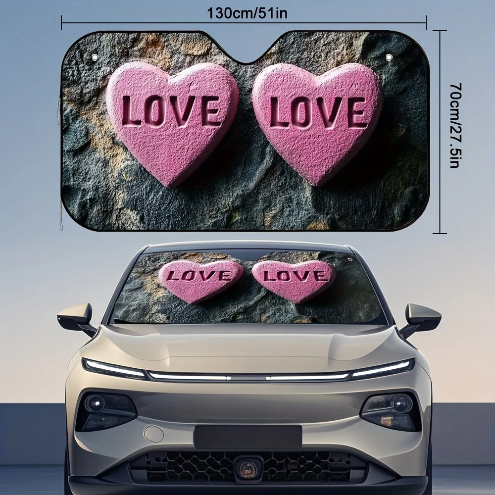 1pc Of Valentine'S Day Heart-Shaped Love Sun Visor For Cars, Offers Excellent Sun Protection, Fits All Types Of Vehicles, Enhanc